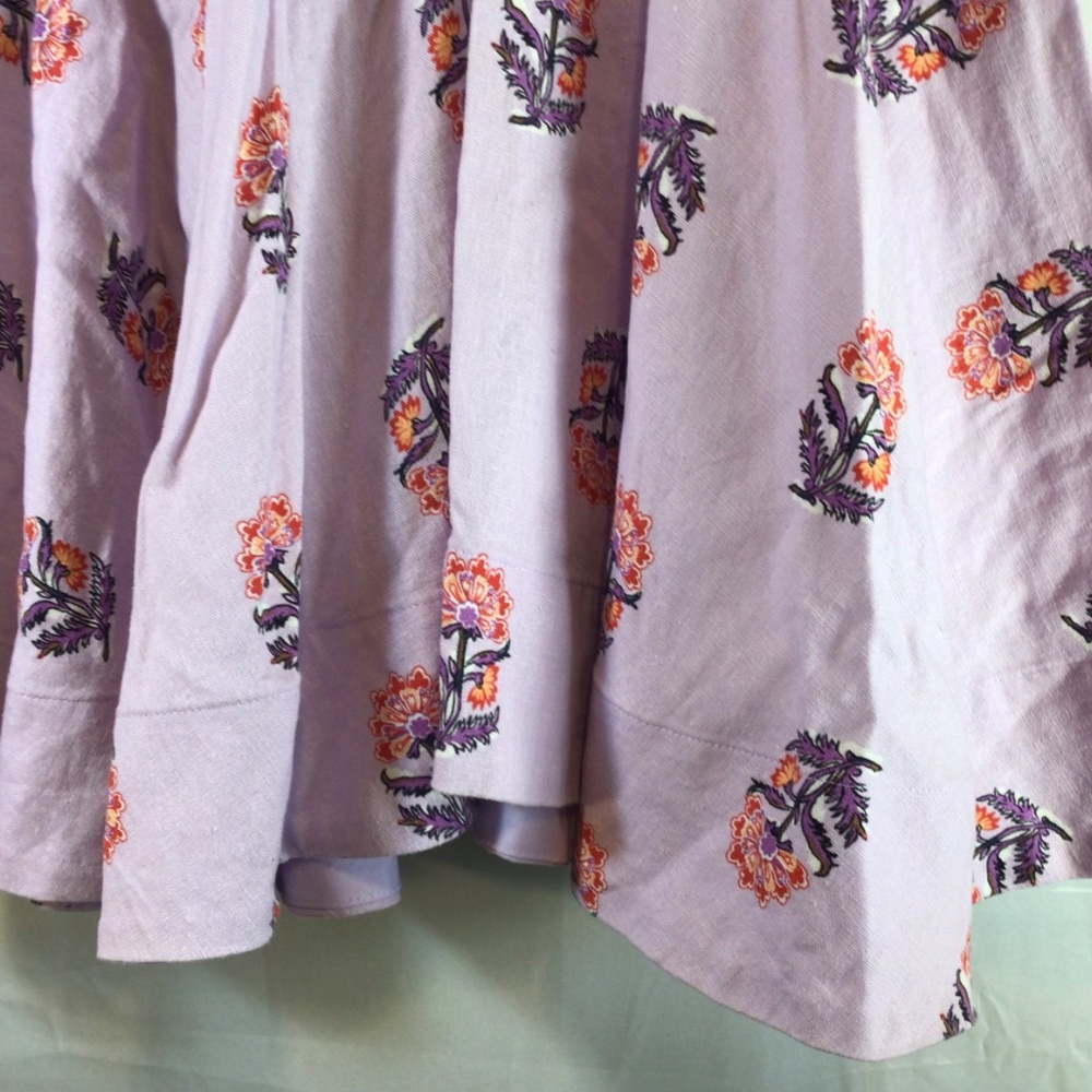 House of Harlow 1960 Size 2 Lavender Linen Boho Floral Puff Sleeve Dress - Picture 5 of 8